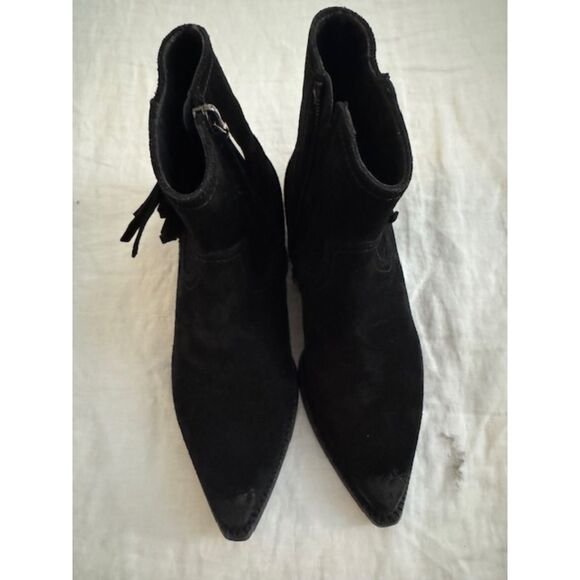 Saint Laurent YSL Lucas Women's Fringe Western Ankle Boots, Black, 36/6 - Picture 1 of 9